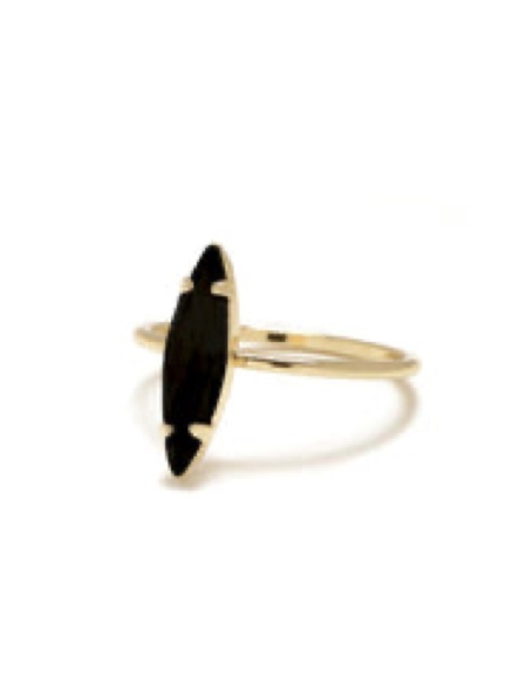 Bing Bang NYC Crystal Shard Ring in Yellow Gold and Jet Black Crystal, sz 7